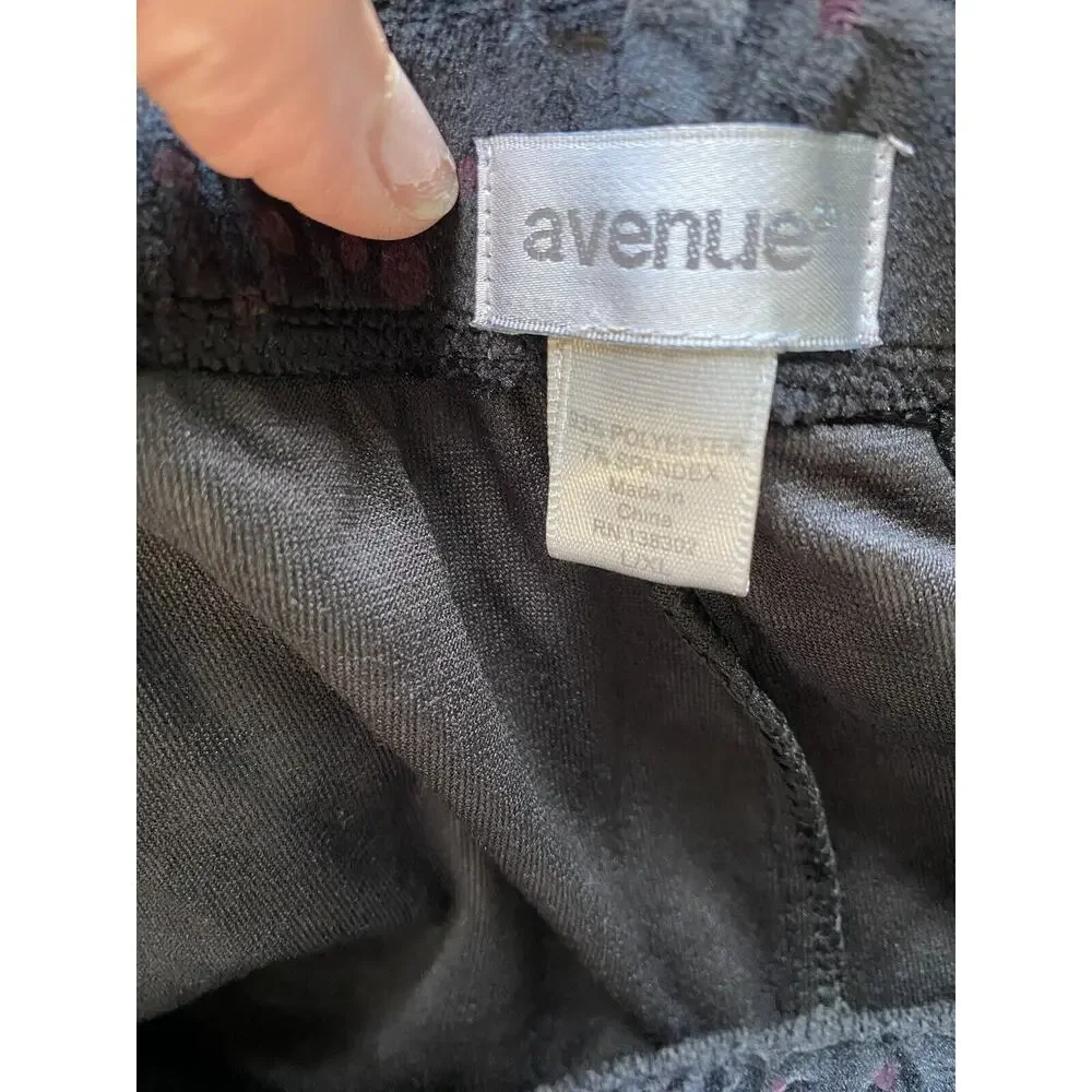 Avenue Pants Womens L/XL Soft Stretch Comfy Black Floral Whimsigoth Pull On